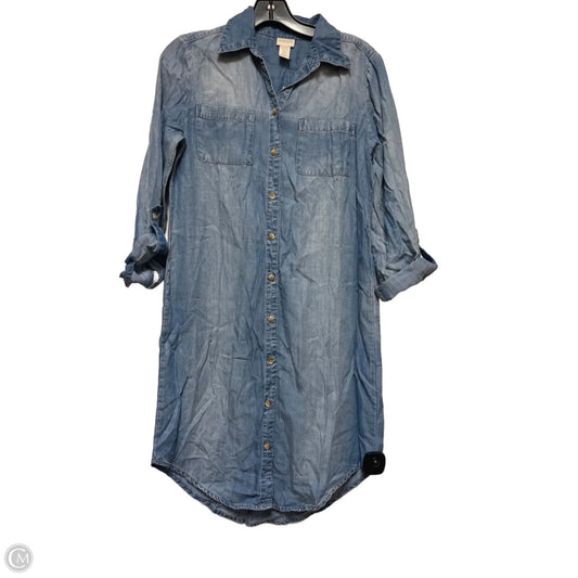 Dress Casual Midi By Chicos In Blue Denim, Size: Xs