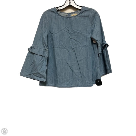 Top Long Sleeve By Gap In Blue Denim, Size: Xs