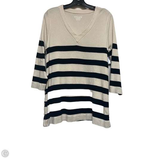 Top Long Sleeve By Chicos In Striped Pattern, Size: M
