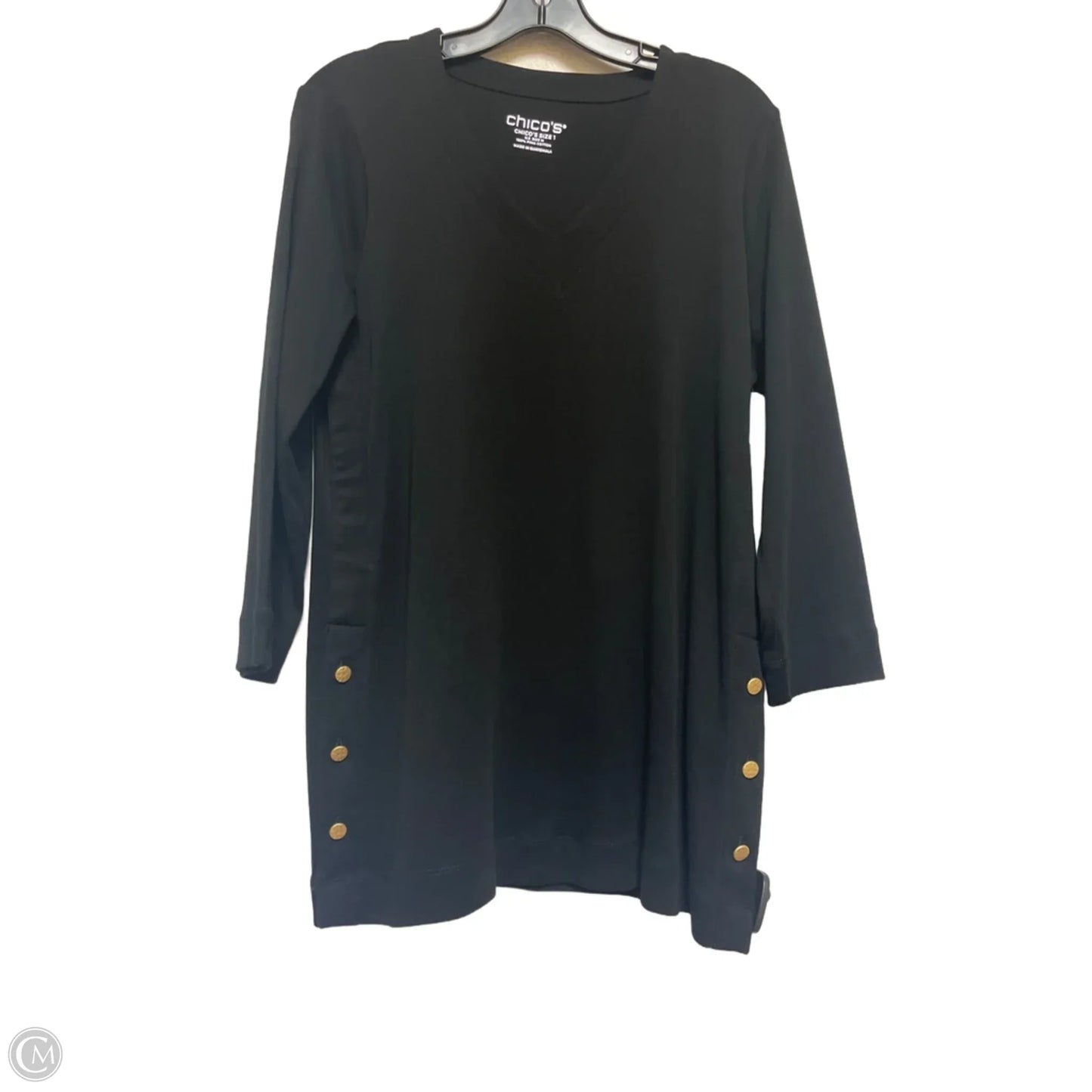 Top Long Sleeve By Chicos In Black, Size: M