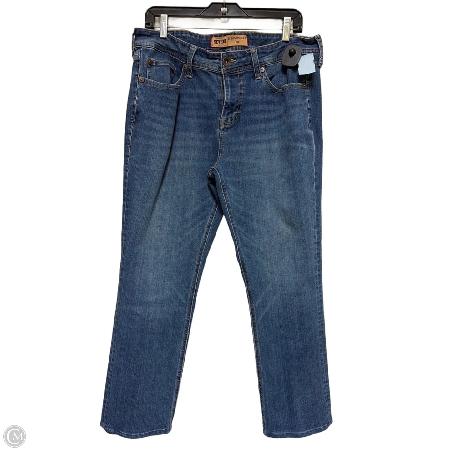 Jeans Straight By Seven 7 In Blue Denim, Size: 12
