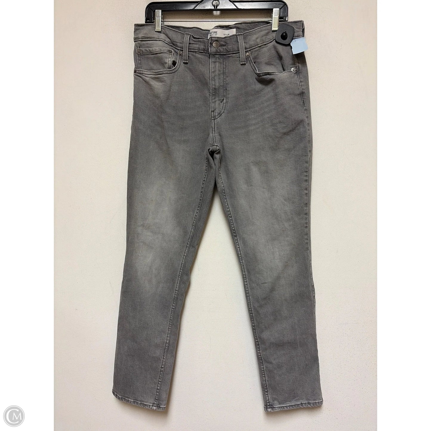 Jeans Straight By Levis Signature In Grey Denim, Size: 12