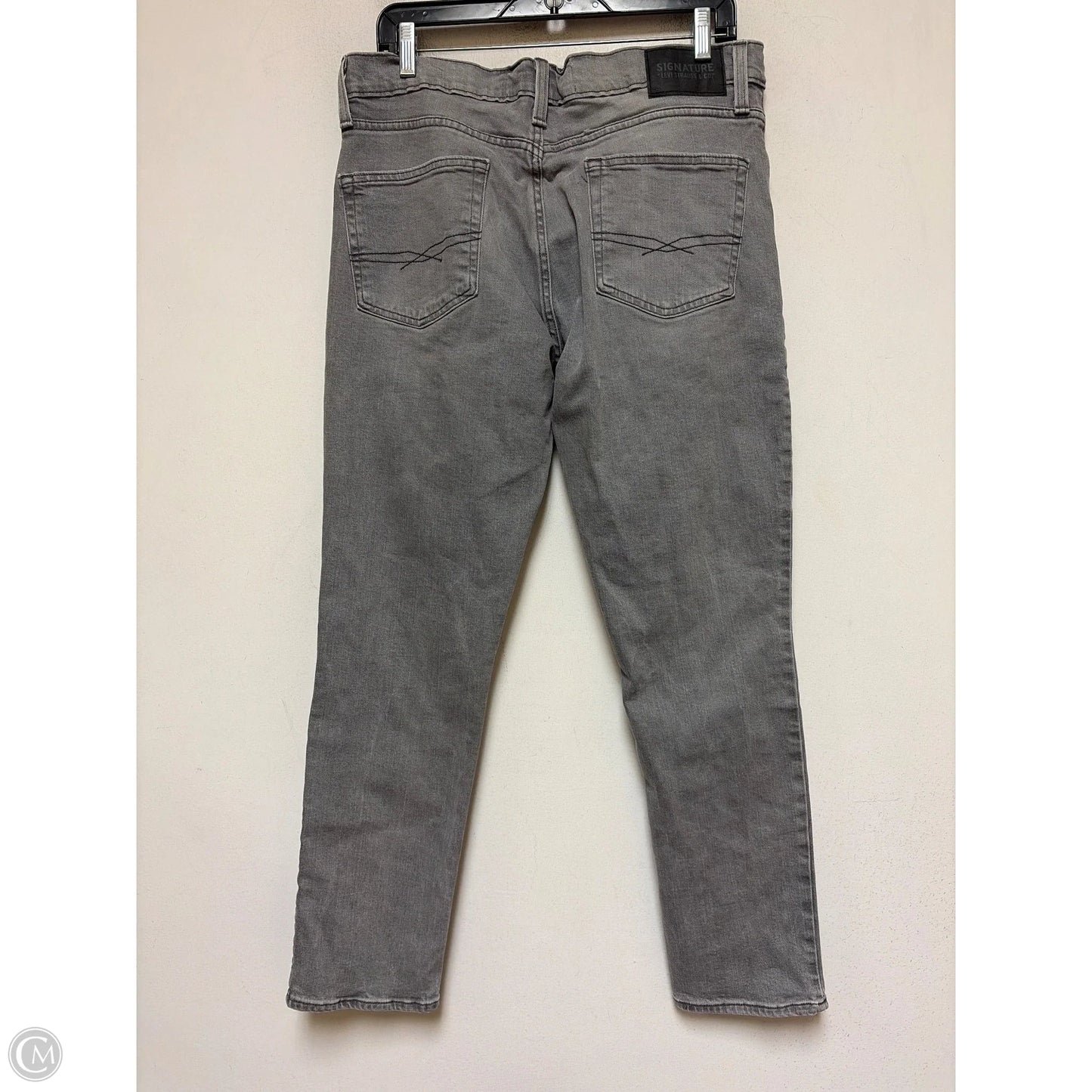 Jeans Straight By Levis Signature In Grey Denim, Size: 12