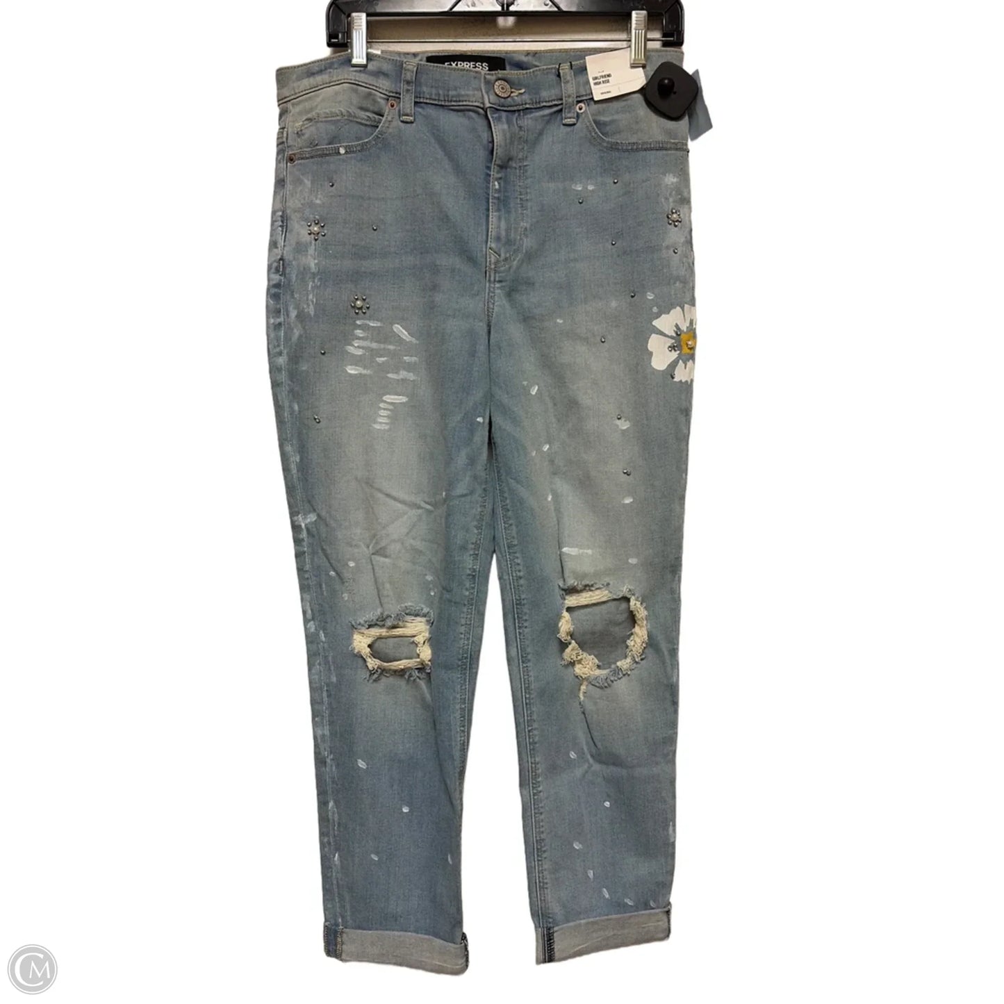 Jeans Boyfriend By Express In Blue Denim, Size: 8