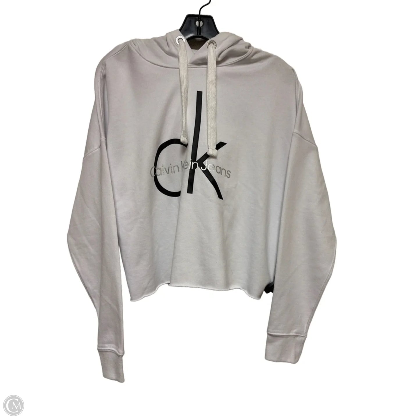 Sweatshirt Hoodie By Calvin Klein In Black & White, Size: S