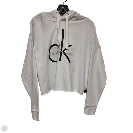 Sweatshirt Hoodie By Calvin Klein In Black & White, Size: S