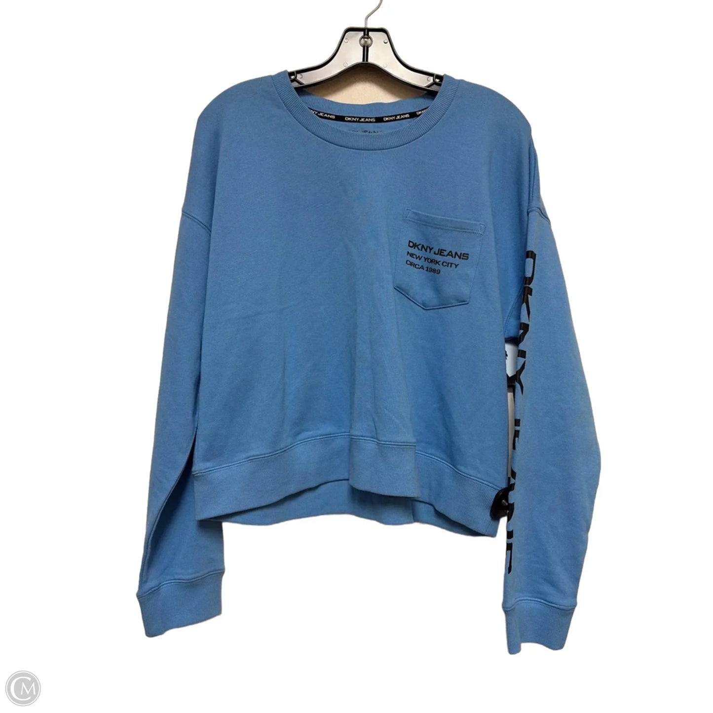 Sweatshirt Collar By Dkny In Black & Blue, Size: M