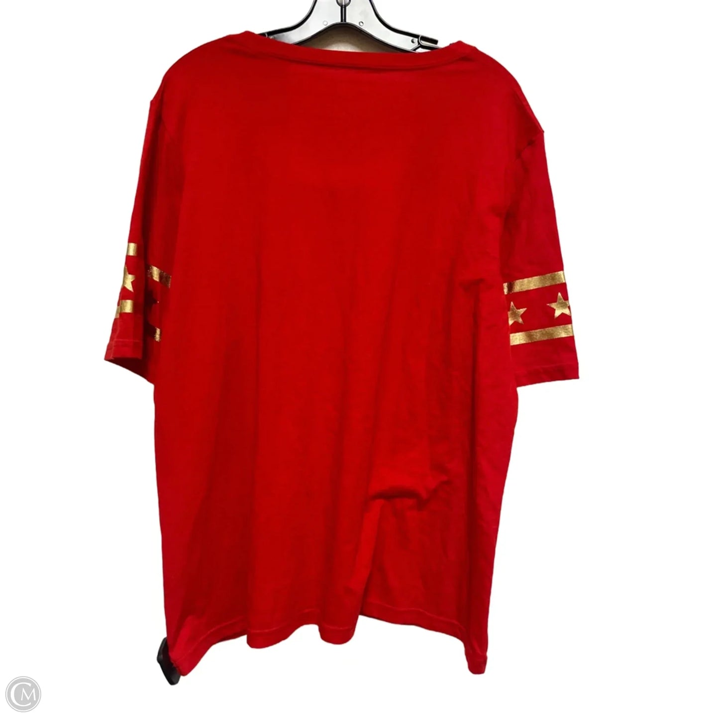 Top Short Sleeve Basic By Clothes Mentor In Gold & Red, Size: 3x