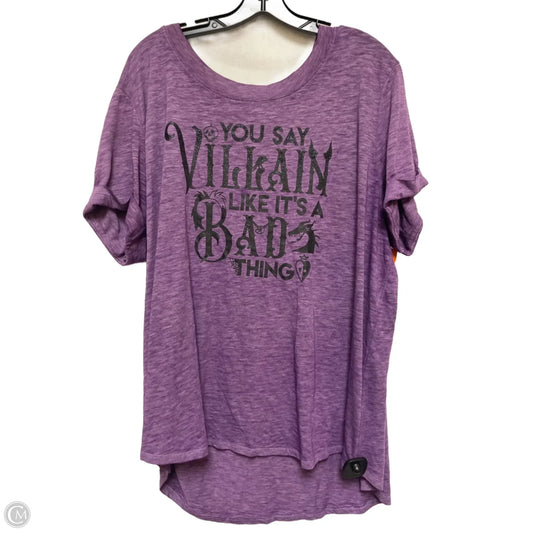 Top Short Sleeve Basic By Disney In Black & Purple, Size: 2x