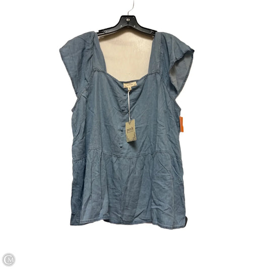 Top Short Sleeve By Blu Pepper In Blue Denim, Size: Xl