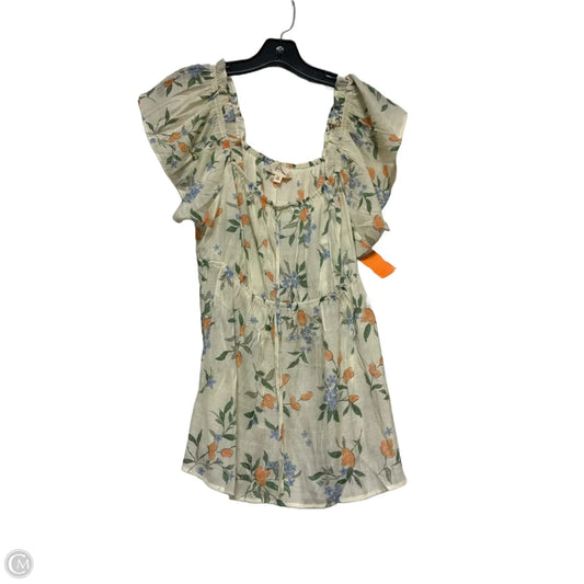 Top Short Sleeve By Blu Pepper In Cream & Orange, Size: Xl