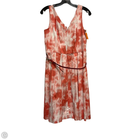 Dress Casual Midi By Calvin Klein In Orange & Pink, Size: M
