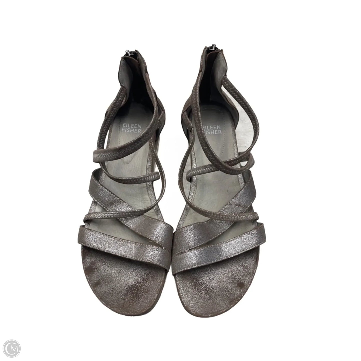 Sandals Flats By Eileen Fisher In Silver, Size: 8