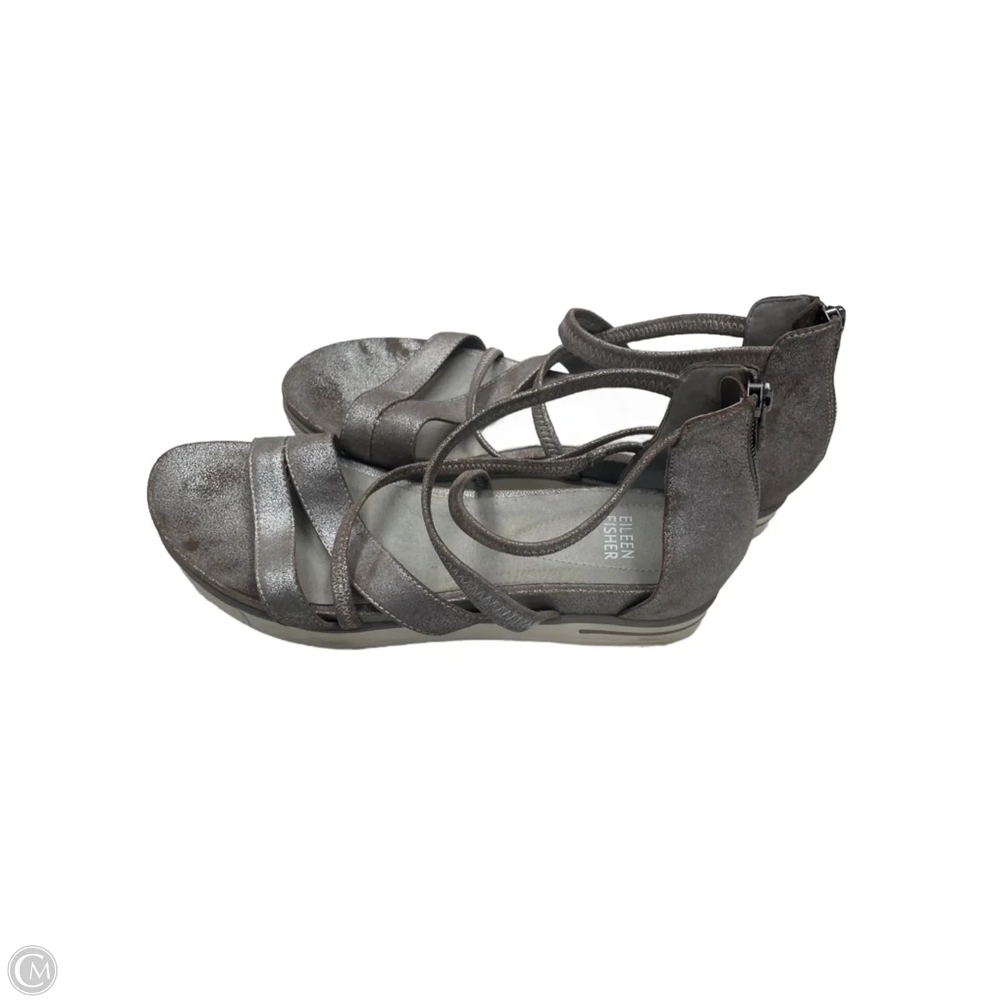Sandals Flats By Eileen Fisher In Silver, Size: 8