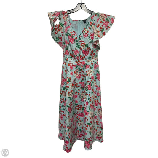 Dress Casual Midi By Ann Taylor In Blue & Red, Size: Xs