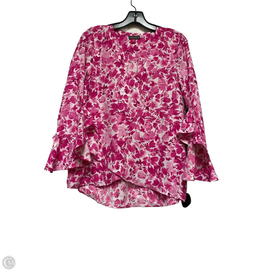 Top Long Sleeve By Vince Camuto In Pink & White, Size: Xs