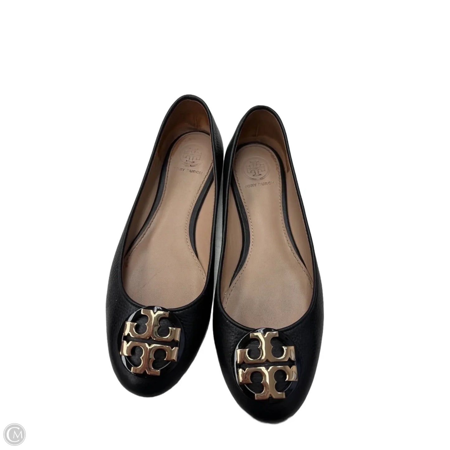 Shoes Designer By Tory Burch In Black & Gold, Size: 6