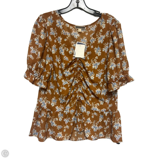 Top Short Sleeve By Pleione In Floral Print, Size: M