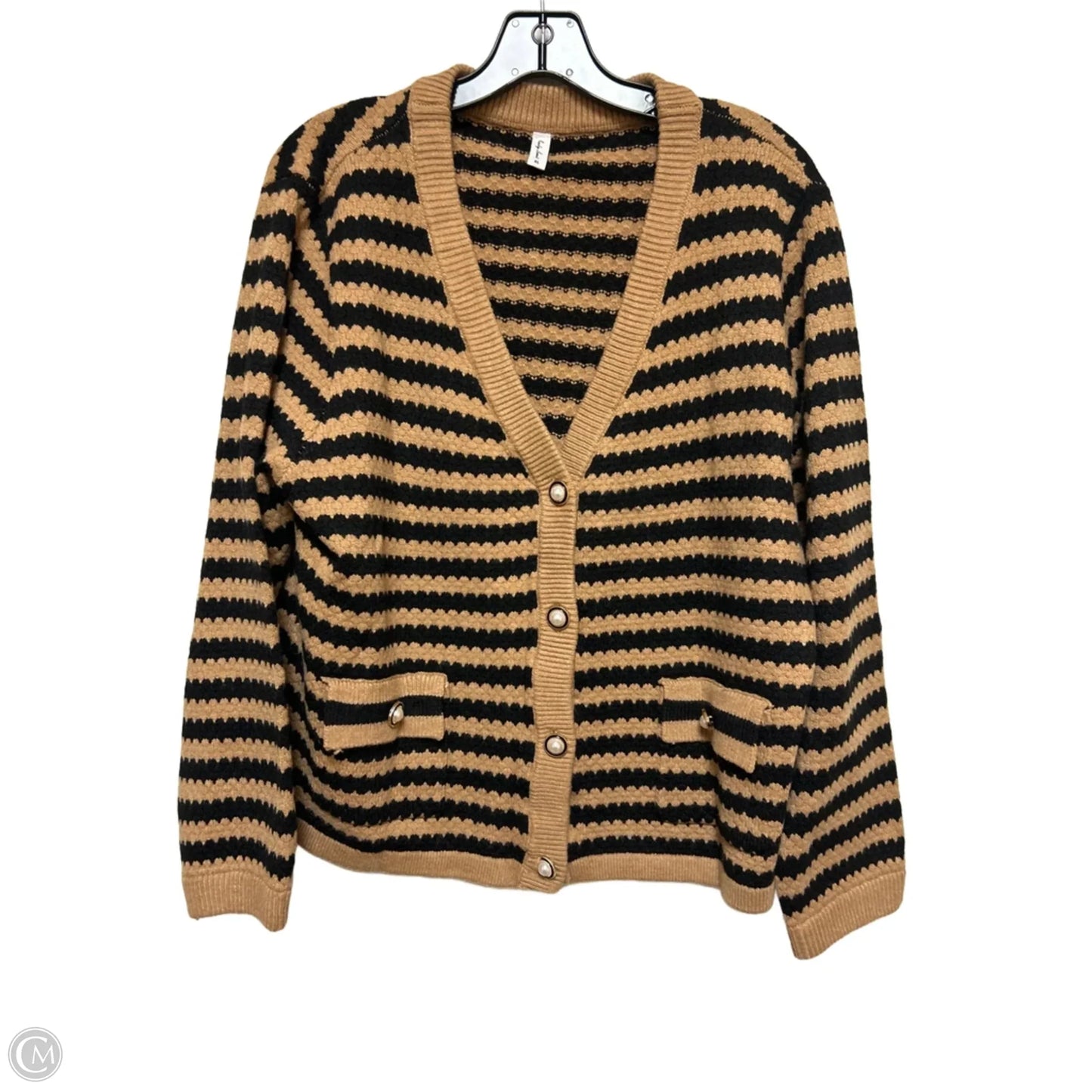 Sweater Cardigan By Clothes Mentor In Striped Pattern, Size: Xl