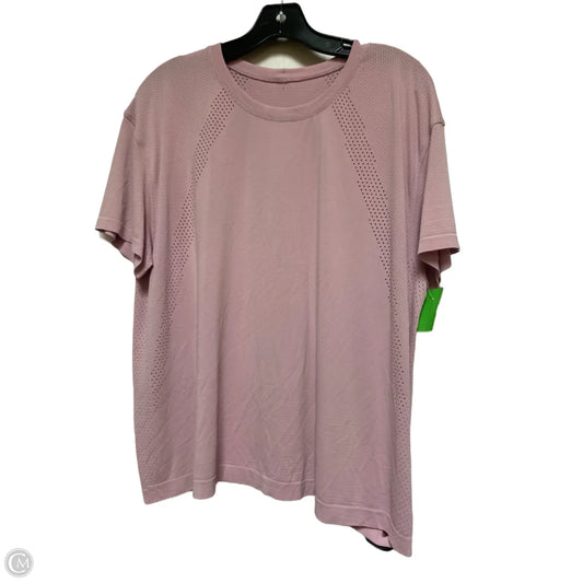 Athletic Top Short Sleeve By Lululemon In Pink, Size: 16