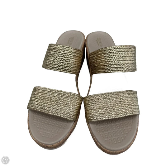 Sandals Heels Wedge By Bzees In Gold, Size: 9