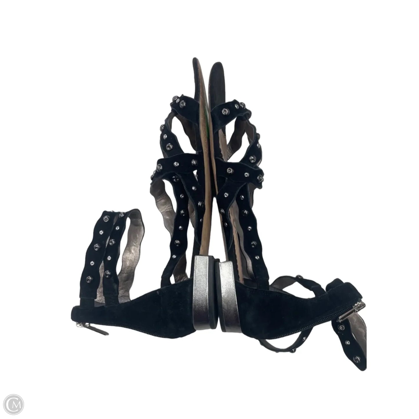 Sandals Flats By Sam Edelman In Black & Silver, Size: 10