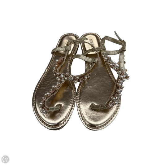Sandals Flats By Bamboo In Gold, Size: 6