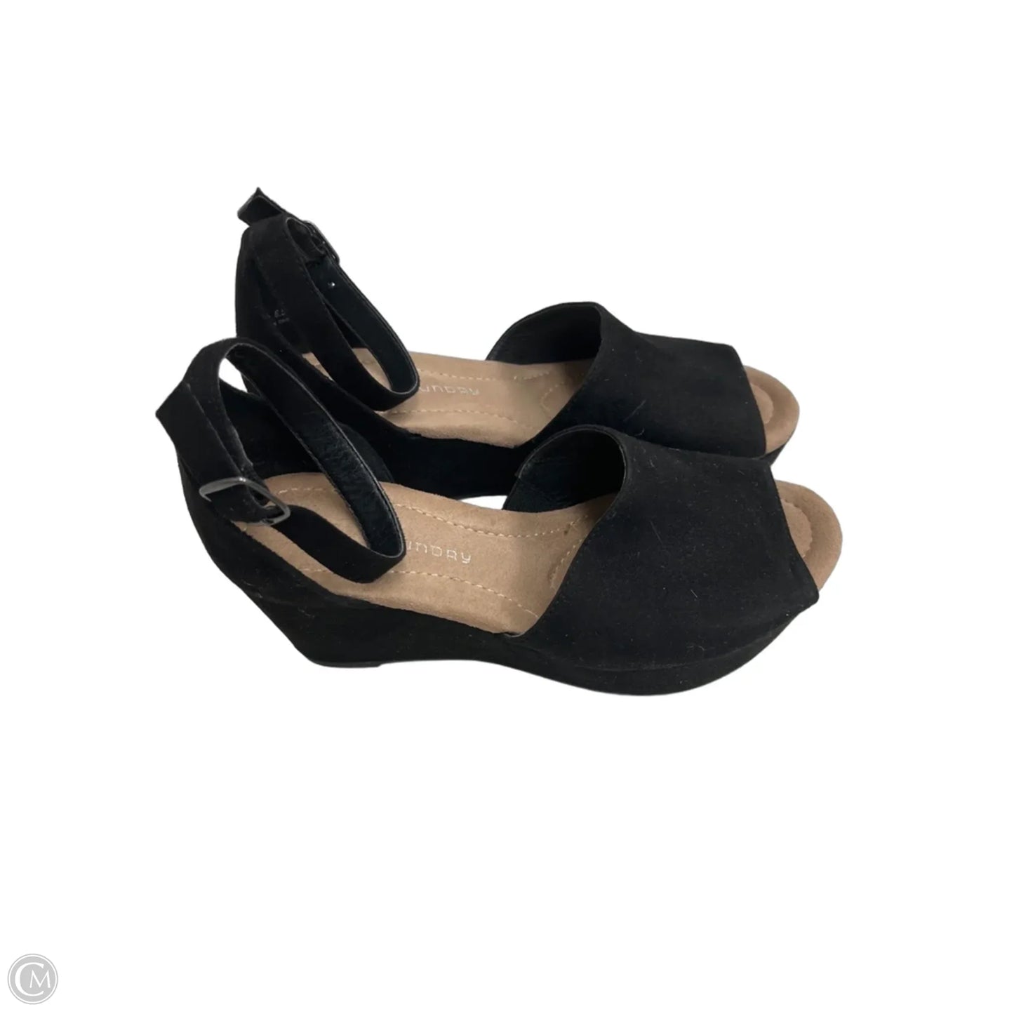 Sandals Heels Wedge By Chinese Laundry In Black, Size: 6.5