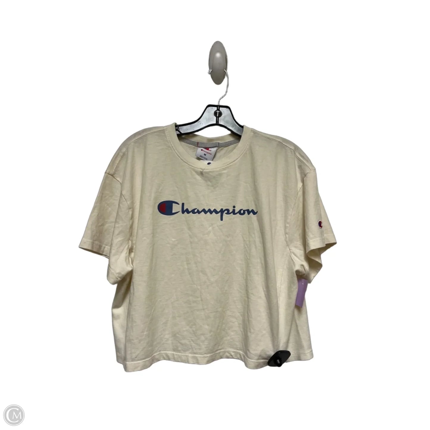 Athletic Top Short Sleeve By Champion In Cream, Size: M