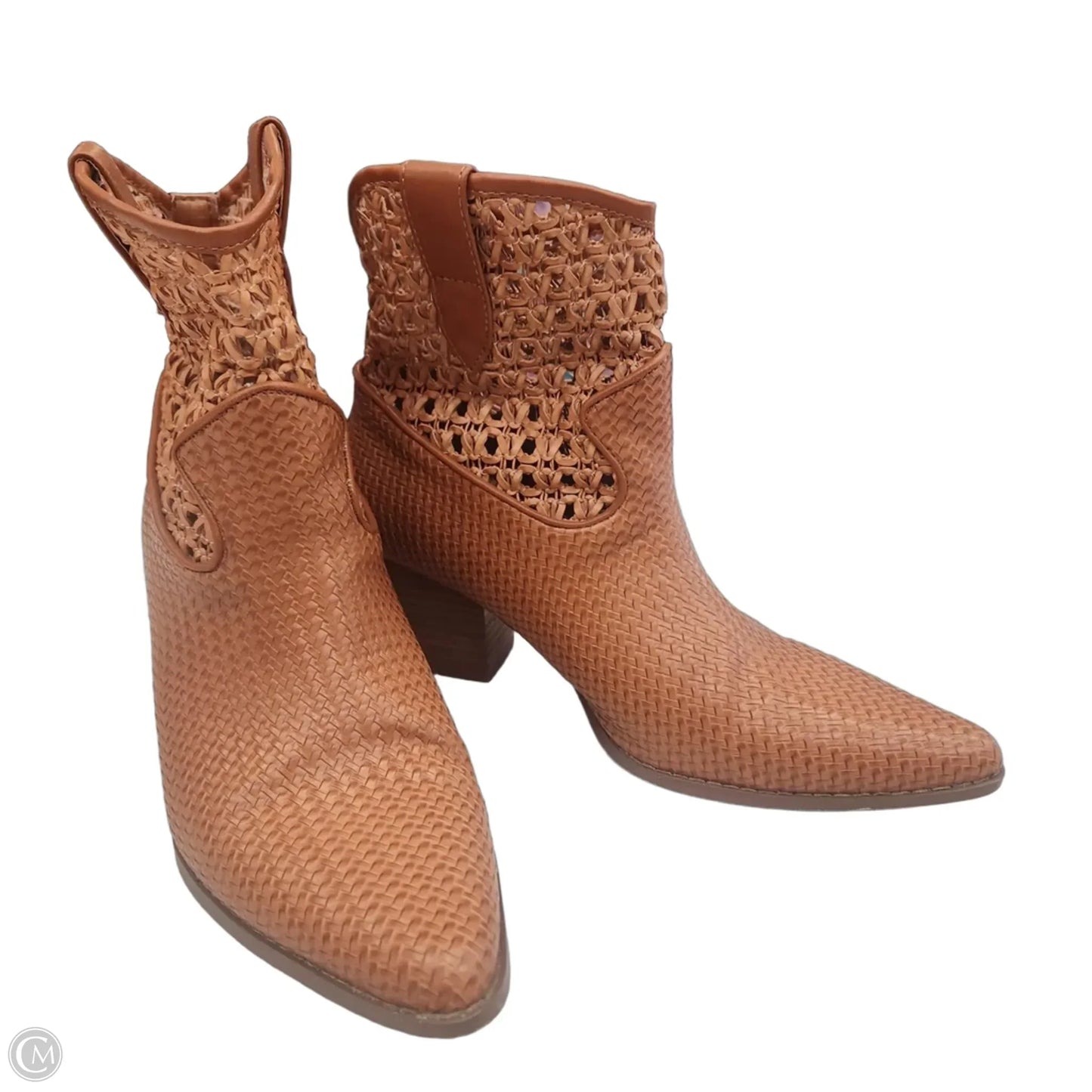 Boots Ankle Heels By Coconuts In Brown, Size: 8