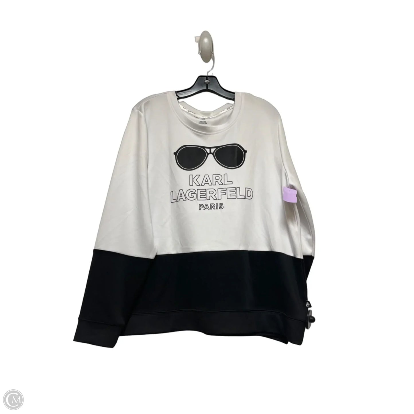 Sweatshirt Designer By Karl Lagerfeld In Black & White, Size: L