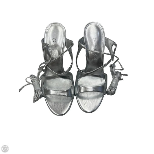 Shoes Heels Stiletto By Guess In Silver, Size: 10