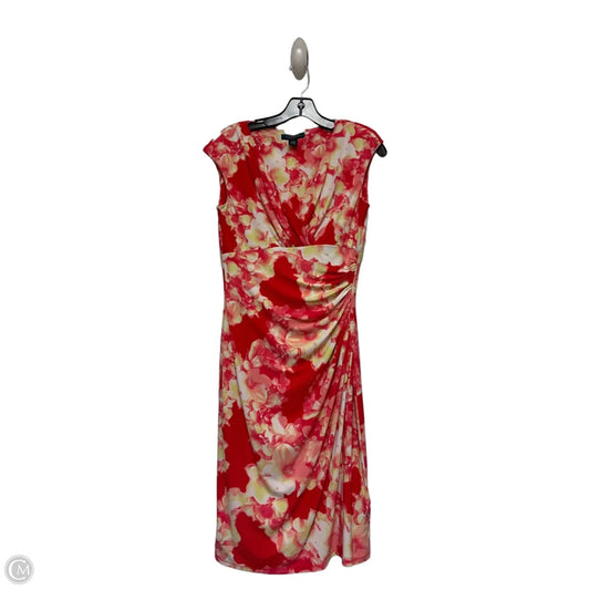 Dress Casual Midi By Lauren By Ralph Lauren In Pink & Yellow, Size: S