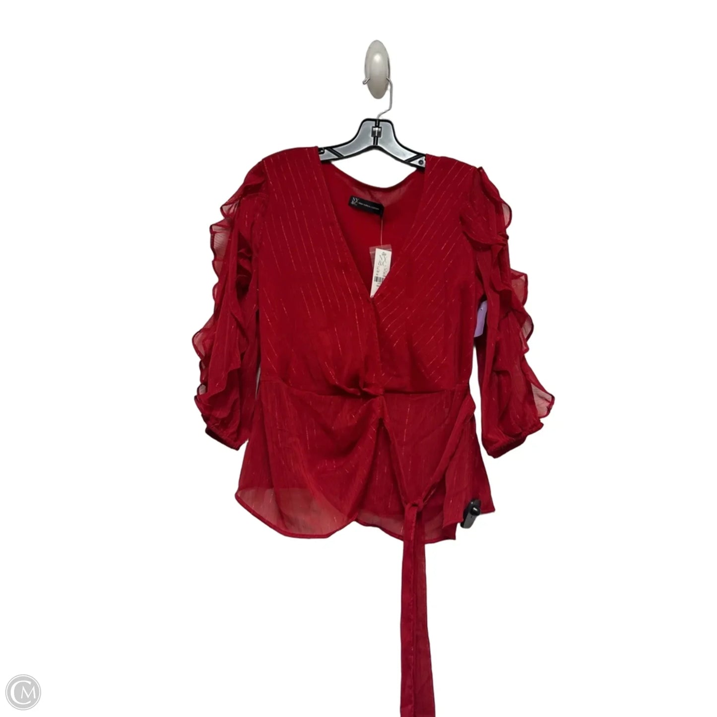 Top Long Sleeve By New York And Co In Red, Size: S