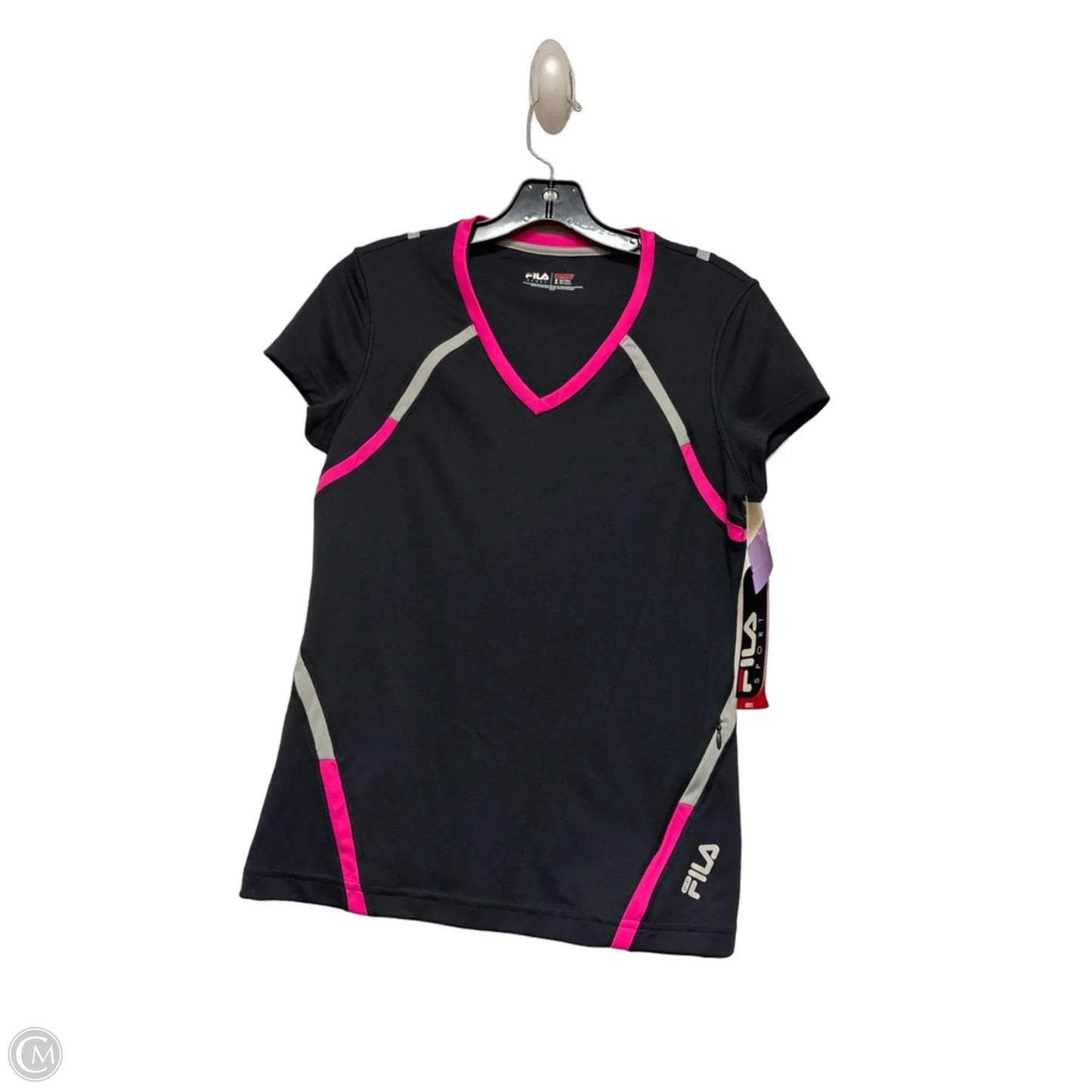 Athletic Top Short Sleeve By Fila In Black, Size: S
