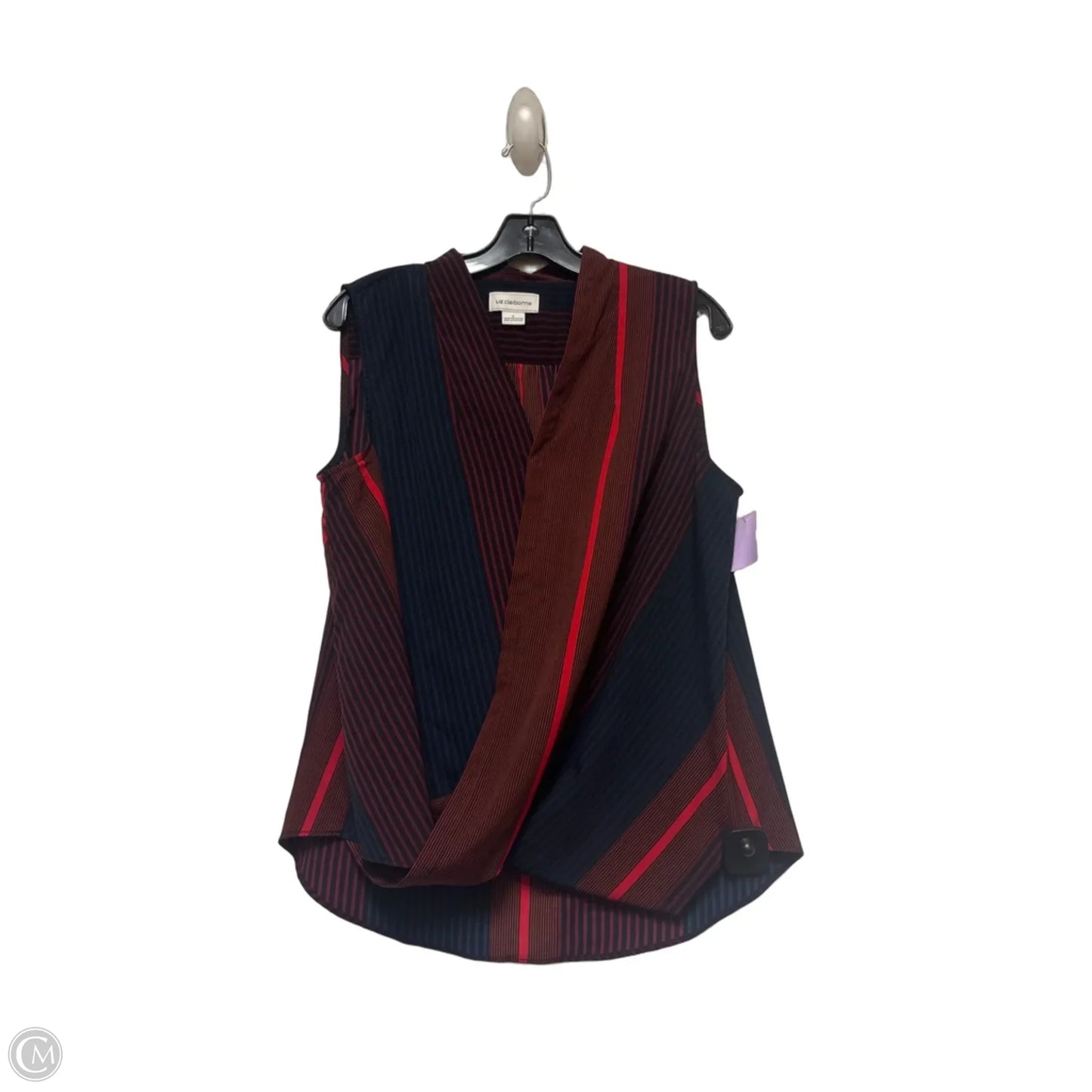 Top Sleeveless By Liz Claiborne In Striped Pattern, Size: L