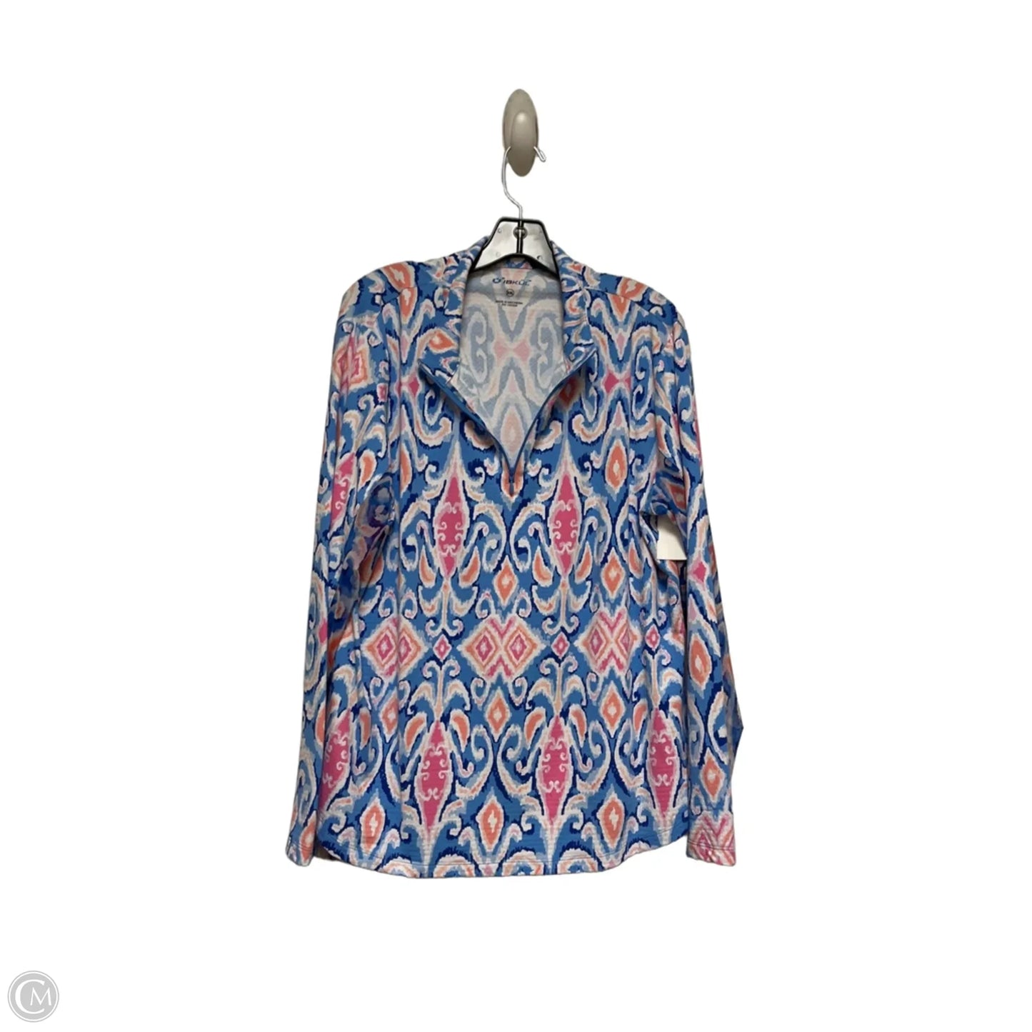 Athletic Top Long Sleeve Crewneck By Ibkul In Blue & Pink, Size: Xxl