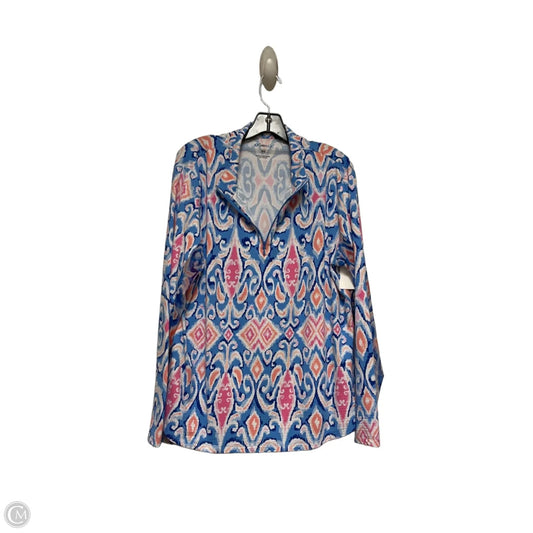 Athletic Top Long Sleeve Crewneck By Ibkul In Blue & Pink, Size: Xxl