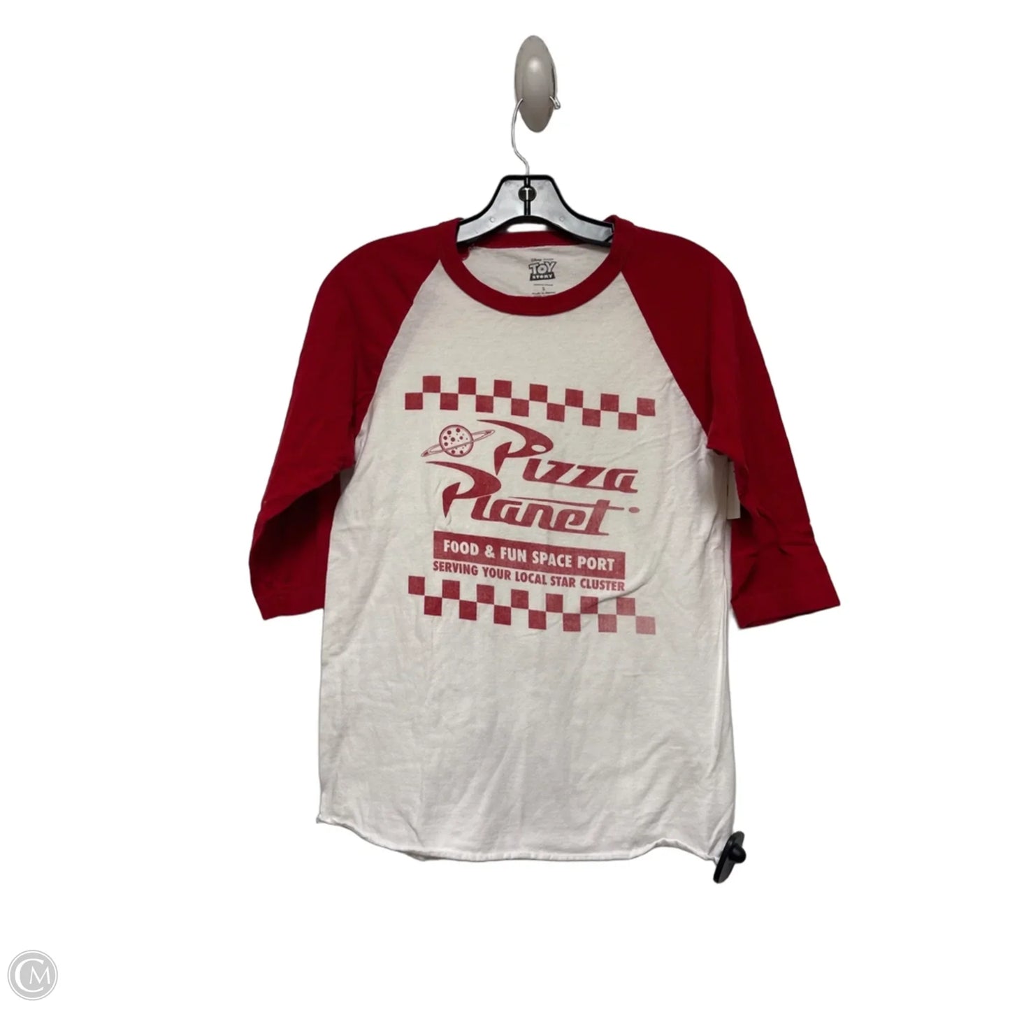 Top Short Sleeve By Disney In Red & White, Size: S