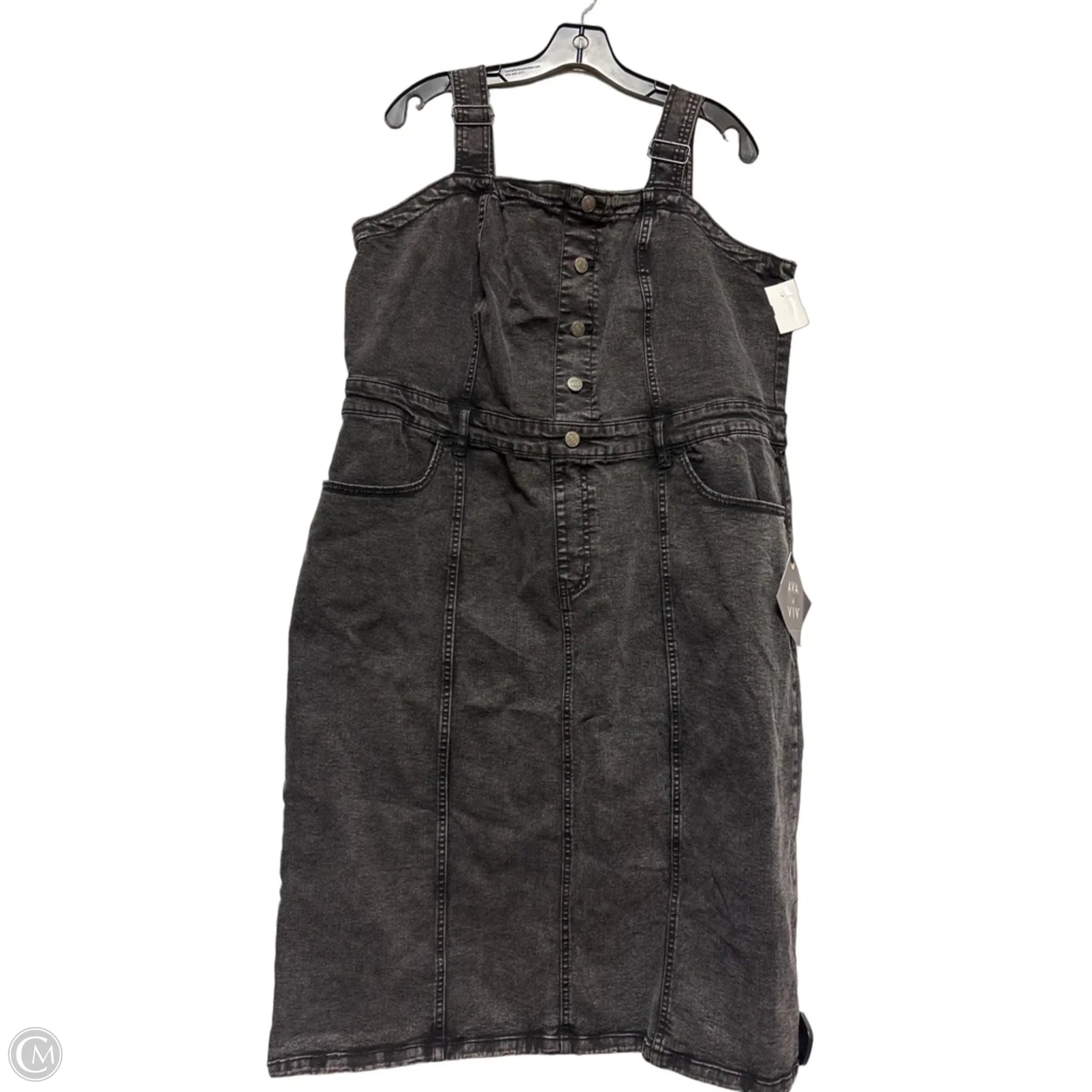 Dress Casual Midi By Ava & Viv In Black Denim, Size: 2x