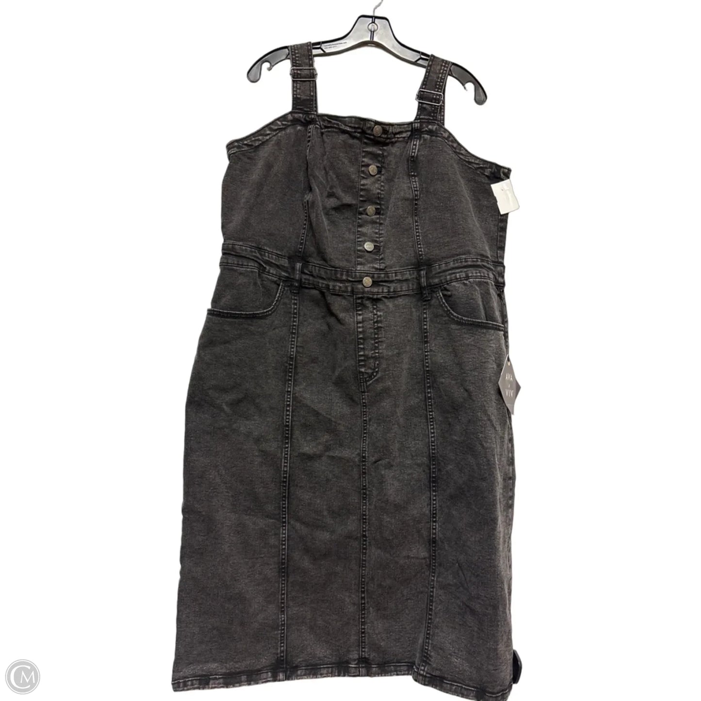 Dress Casual Midi By Ava & Viv In Black Denim, Size: 2x