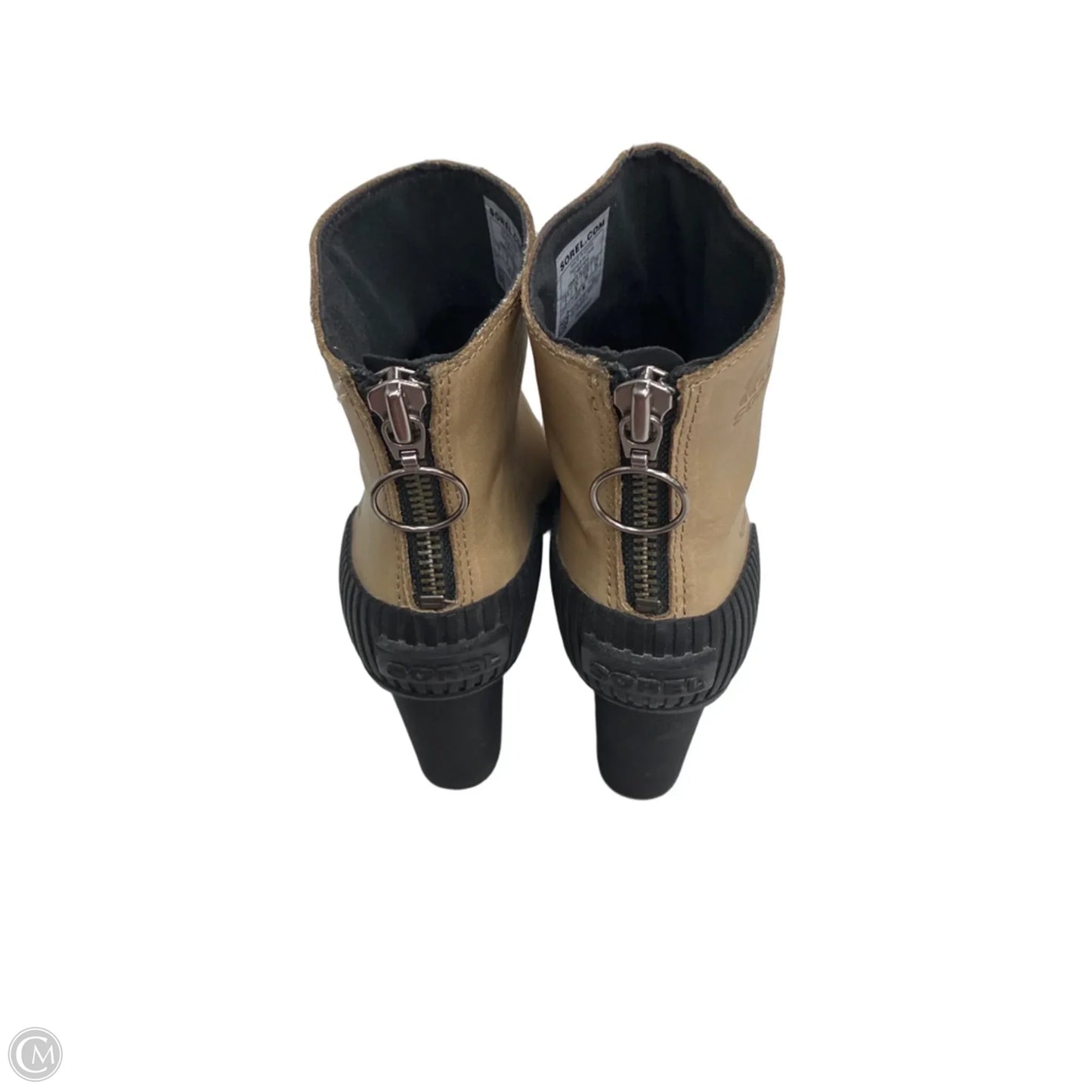 Boots Ankle Heels By Sorel In Black & Tan, Size: 7