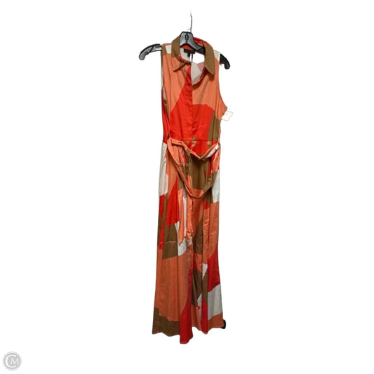 Dress Casual Maxi By Donna Karan In Brown & Orange, Size: M