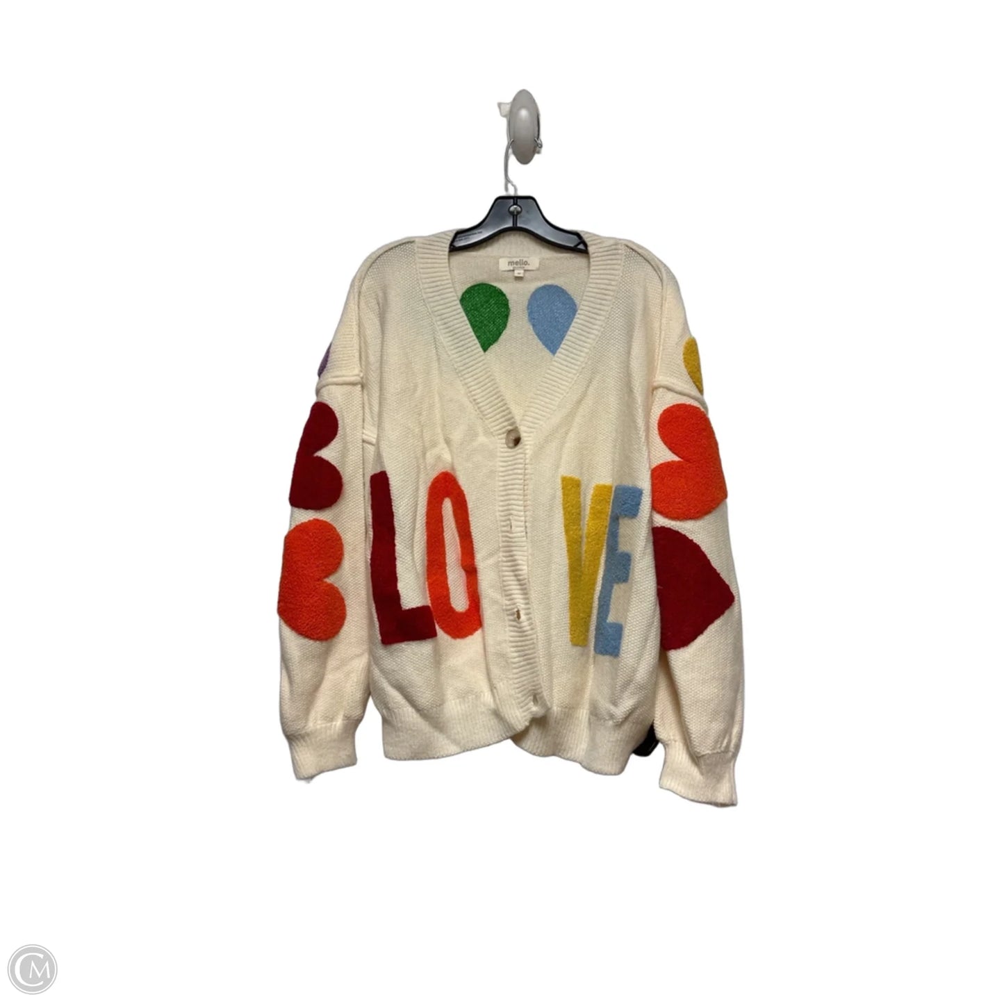 Sweater Cardigan By Clothes Mentor In Rainbow Print, Size: M