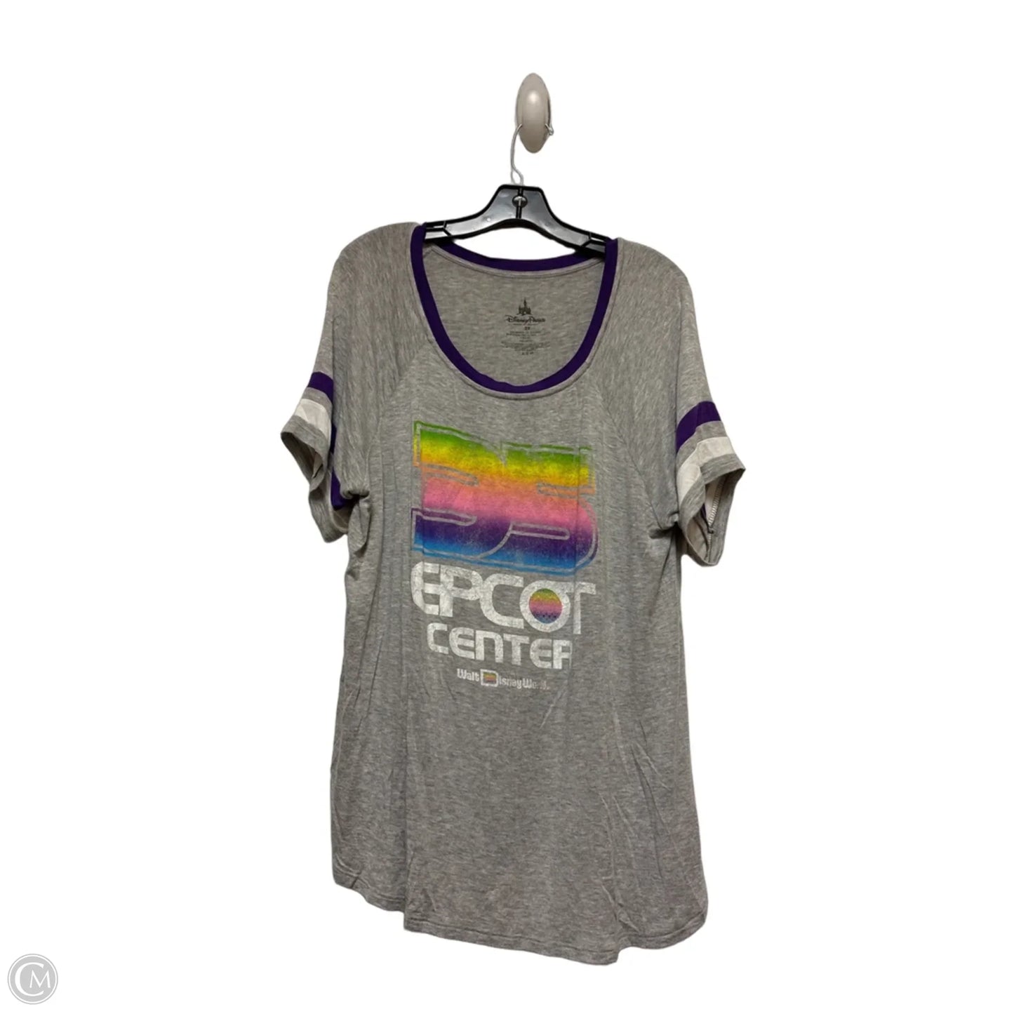 Top Short Sleeve Basic By Disney Store In Grey & Purple, Size: 2x