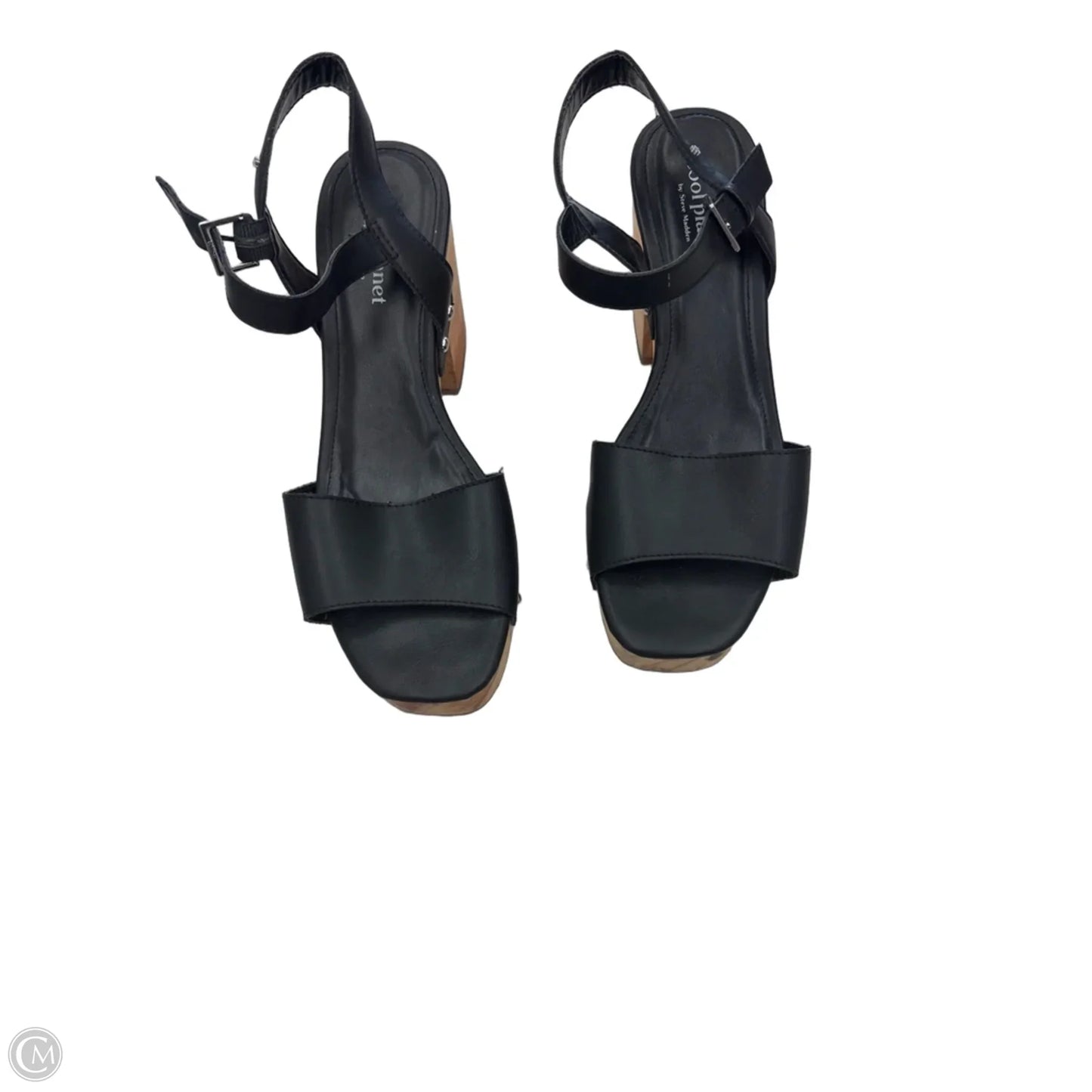 Sandals Heels Block By Steve Madden In Black, Size: 8.5