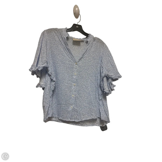 Top Short Sleeve By Maeve In Blue & White, Size: S