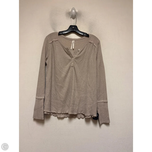 Top Long Sleeve By Anthropologie In Tan, Size: S