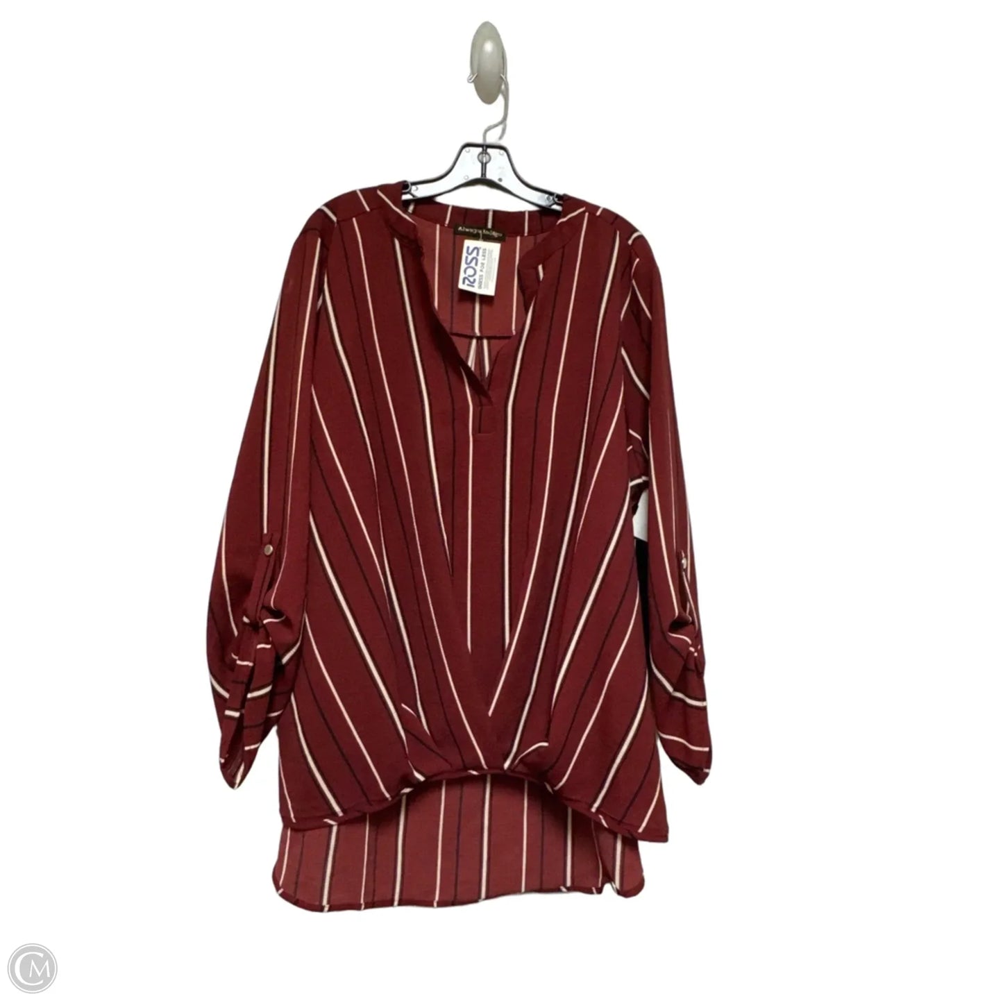 Top Long Sleeve By Always Indigo In Striped Pattern, Size: 3x