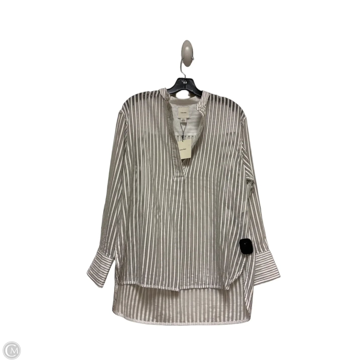 Top Long Sleeve By Calvin Klein In Striped Pattern, Size: S